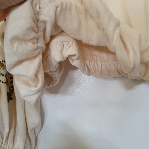 RARE Free People Lita Heavily Embroidered Cream Boxy Boho Festival Top Small - Picture 9 of 10